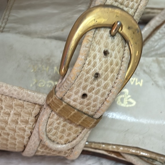 Vintage Mid-Century Genuine Snakeskin Power Brass Buckle Mary Janes - Picture 11 of 17